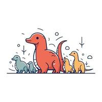 fofa desenho animado dinossauros. vetor ilustração do pré-histórico animais. fofa dinossauros.