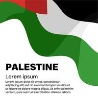 uma vetor ilustração do a tremulando palestino bandeira. postar modelo com Palestina bandeira fundo