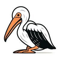 pelicano pássaro isolado em branco fundo. desenho animado vetor ilustração.