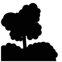 árvore plantar silhueta isolado ícone vetor ilustração Projeto Preto e branco estilo. silhueta do uma árvore com Relva debaixo de. plantar Projeto elementos para vários finalidades