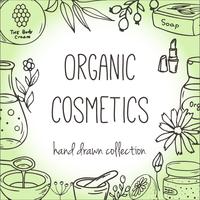 Fundo com frascos de cosméticos. Ilustração de cosméticos orgânicos. vetor