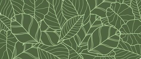 abstrato folhagem linha arte vetor fundo. folha papel de parede do tropical folhas, folha filial, plantas dentro mão desenhado padronizar. botânico selva ilustrado para bandeira, impressões, decoração, tecido.
