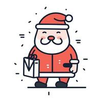 santa claus com uma carta dentro dele mãos. vetor ilustração dentro linha estilo.