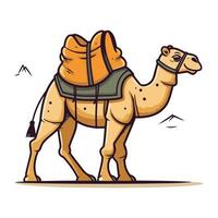 camelo com uma mochila. vetor ilustração do uma camelo com uma mochila.