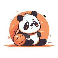 panda jogando basquetebol. fofa desenho animado personagem. vetor ilustração.