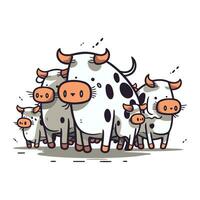 desenho animado vetor ilustração do uma vaca família. fofa Fazenda animais.