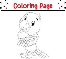 feliz pássaro coloração página para crianças vetor