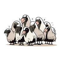 ilustração do uma grupo do abutres em uma branco fundo vetor