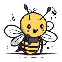 fofa desenho animado abelha vetor ilustração. fofa desenho animado abelha personagem.