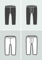 mulheres e masculino curto perneiras ou bicicleta calça. roupas ícone em uma fundo. vetor ilustração.