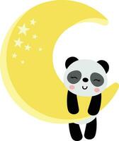 fofa panda suspensão em amarelo lua vetor