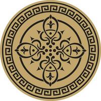 vetor volta dourado europeu padronizar. grego meandro padronizar. círculo com abstrato floral romano enfeite e fronteira.