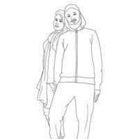 colorir um casal em pose de pé, vetor