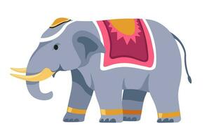elefante com cobrir em voltar, indiano animal passeio vetor
