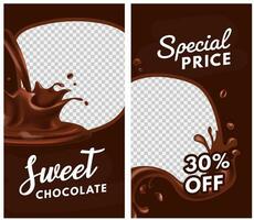 especial preço em doce chocolate, em branco quadros vetor