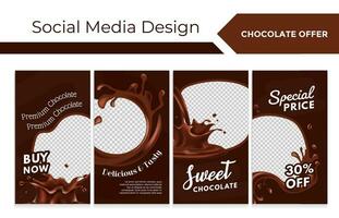 social meios de comunicação história conjunto com chocolate produtos oferta vetor