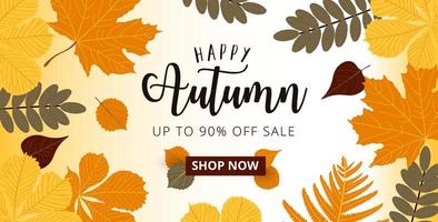 outono banner de web de venda com folhas de outono. vetor