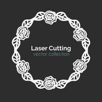 Modelo de corte a laser. Cartão redondo com rosas. vetor