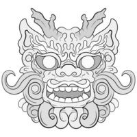 tatuagens Preto e branco Barongsai Dragão chinês ilustração. Boa para elemento Projeto e coloração Páginas vetor