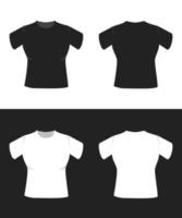 maquete de camiseta feminina simples conjunto preto branco vetor