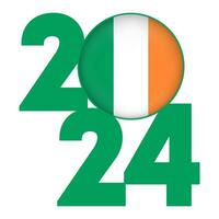 feliz Novo ano 2024 bandeira com Irlanda bandeira dentro. vetor ilustração.