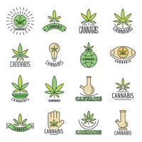 cannabis logotipo conjunto vetor cor