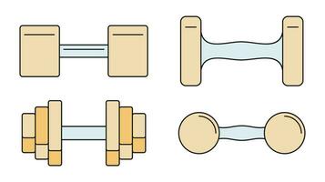 mão haltere ícone conjunto vetor cor