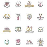 jóias logotipo luxo ícones conjunto vetor cor