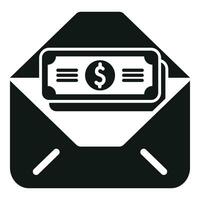 dinheiro dentro Novo envelope ícone simples vetor. pilha crédito vetor