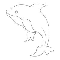 contínuo 1 linha do fofa golfinho mar peixe esboço vetor arte desenhando e ilustração