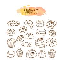 Elementos de padaria. Ilustração de pastelaria. vetor