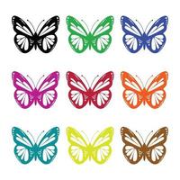 conjunto de borboletas ilustrado em fundo branco vetor