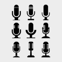 conjunto de microfone ilustrado em fundo branco vetor