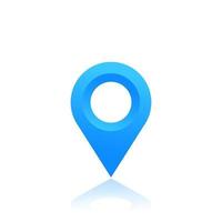 ponteiro de mapa, ícone de localização, pino azul em branco vetor