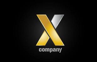logotipo de metal ouro prata x ícone de design de letra do alfabeto para empresa vetor