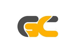 amarelo cinza combinação logotipo letra gc gc ícone de desenho de alfabeto vetor