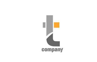 ícone de design de logotipo alfabeto t amarelo e cinza para negócios vetor