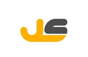 amarelo cinza combinação logotipo letra js js ícone de desenho de alfabeto vetor