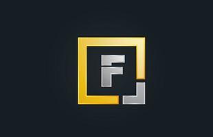 Ícone de design do logotipo do alfabeto ouro prata metal letra f para negócios vetor
