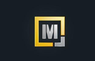 ícone de design do logotipo do alfabeto ouro prata metal letra m para negócios vetor