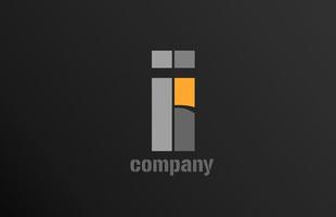 ícone de design de logotipo amarelo cinza letra i alfabeto para negócios vetor