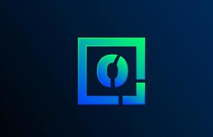 ícone de design de logotipo de letra o alfabeto azul verde para negócios vetor