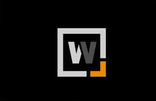 ícone de design de logotipo preto branco laranja letra quadrada alfabeto para empresa vetor