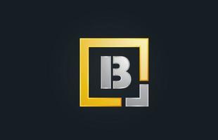 ícone de design do logotipo do alfabeto ouro prata metal letra b para negócios vetor