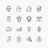 coleção de ícones de enfeite de natal em fundo branco. vetor
