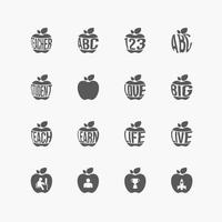 coleção de ícones da apple de educação sobre fundo branco. vetor