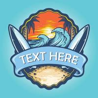 ilustrações vintage de paisagem de logotipo de prancha de surf vetor