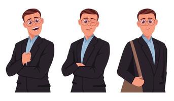 Conjunto de personagens de desenhos animados de empresário, perfeito para o seu projeto vetor