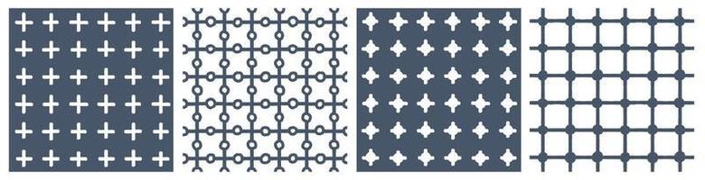 conjunto azul de padrões abstratos de grade sem costura vetor