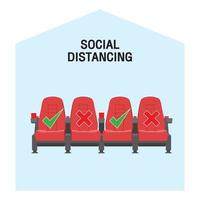 mantenha uma distância segura quando estiver sentado no cinema vetor